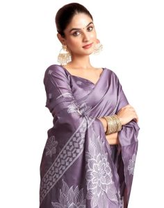 SIRIL Women's Kanjivaram Soft Silk Saree Pure Silk Saree With Unstitched Blouse Piece